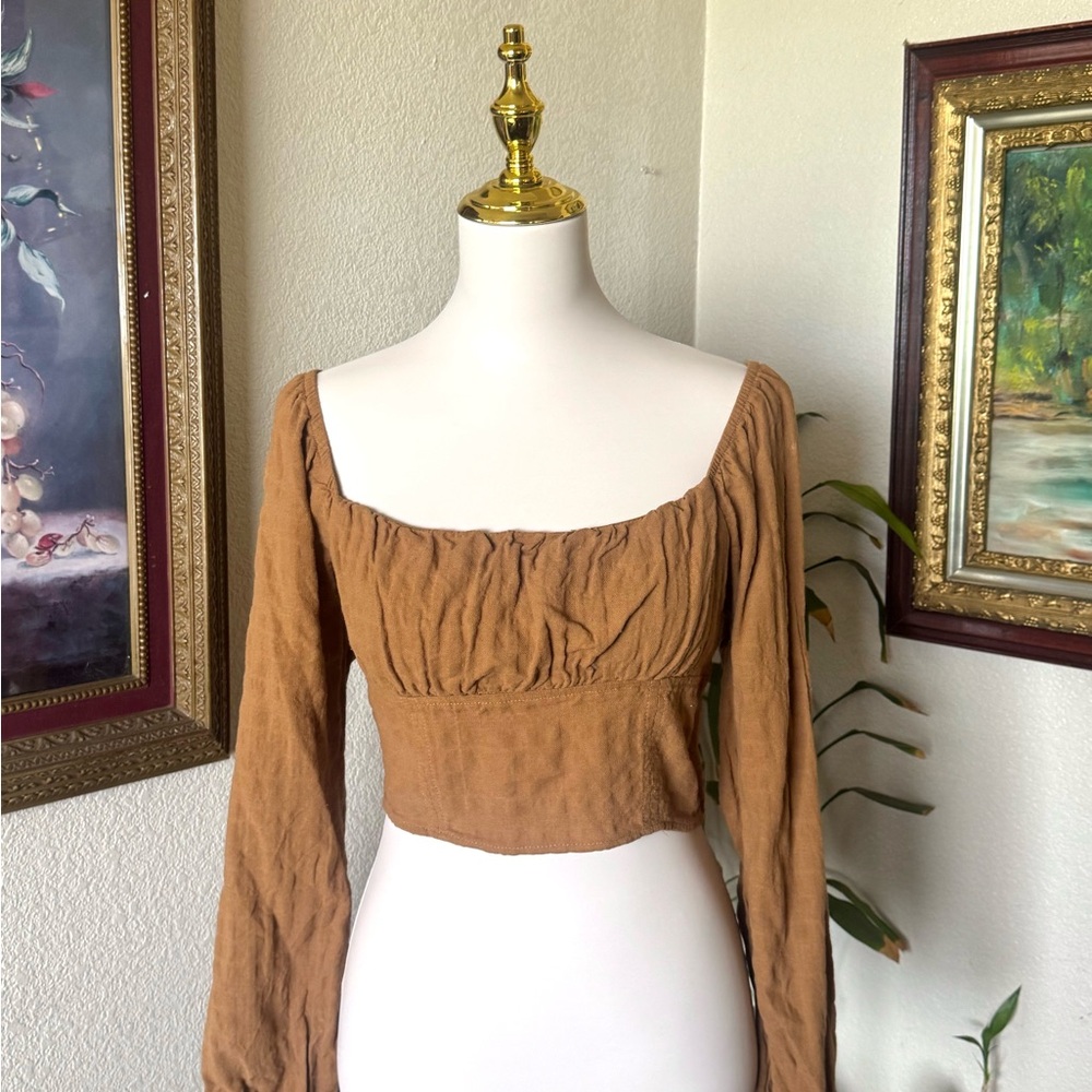 Brown Long Sleeve Women's Top